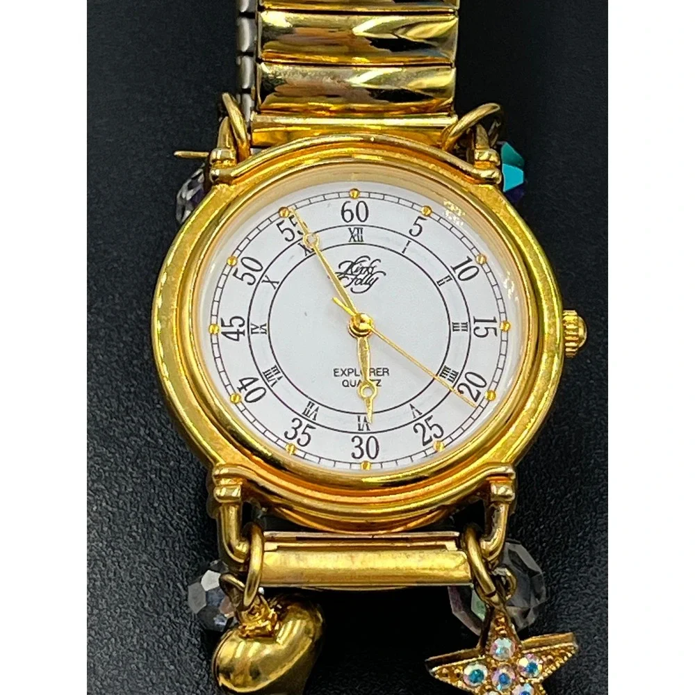 Kirks Folly Explorer Quartz Dangling Charm Expandable Band Watch New Battery